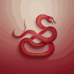 Chinese New Year 2023, Snake zodiac sign on red color background.