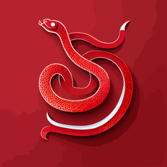 Fototapeta premium Chinese New Year 2023, Snake zodiac sign on red color background.