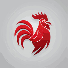 Chinese New Year 2023, Rooster zodiac sign on red color background.
