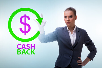 Businesswoman in the cash back concept
