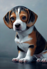 painted portrait of a beagle dog