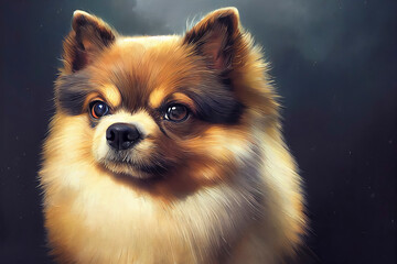 Obraz premium painted portrait of a Pomerania dog
