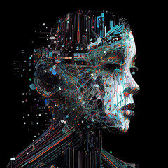 head with computer technology. generative ai