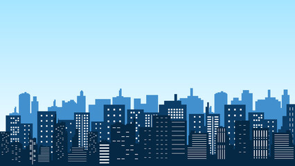 Obraz premium Silhouette background with city buildings many apartments and offices