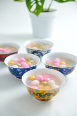Chinese glutinous rice balls ,Chinese are eaten during (Yuanxiao) served as a dessert on a Lantern Festival ,Chinese wedding day and Winter Solstice Festival