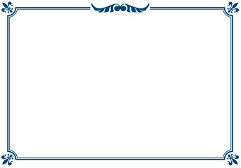 表彰状テンプレート横型,オリエンタル柄のフレーム。アンティーク、ビンテージのオーナメント、飾り罫、バックグラウンド