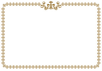表彰状テンプレート横型,オリエンタル柄のフレーム。アンティーク、ビンテージのオーナメント、飾り罫、バックグラウンド