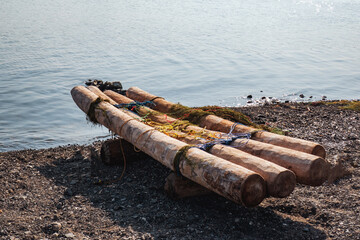 Traditional fishing canoe used by El Molo People at the shores of Lake Turkana, Kenya