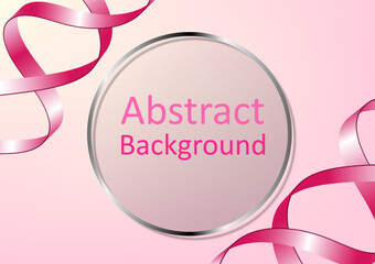 Abstract background pastel pink gradient with glass circles in the center of the side ribbon Elegance and bright colors designed for cards, love, Valentine's day.