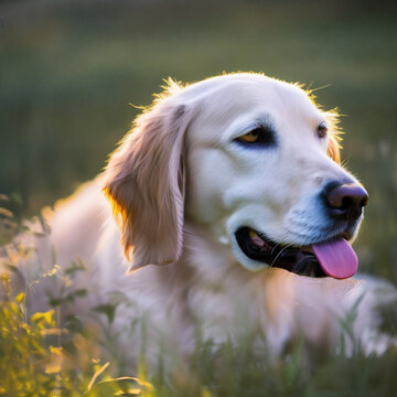 Golden retriever, dog for the blind, generative ai