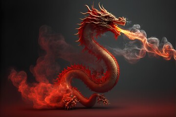 Chinese Dragon Breathing Fire - Generative AI