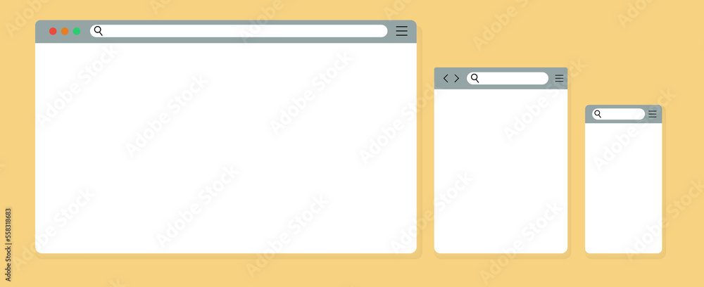 Poster Web browser windows collection. Browser frame design
