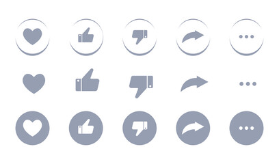 Set of social media icons. Like, share, comment. Vector illustration