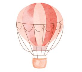 pink hot air balloon watercolor © Sartika