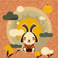 chinese new year 2023 with zodiac sign for the year of the rabbit, asian elements