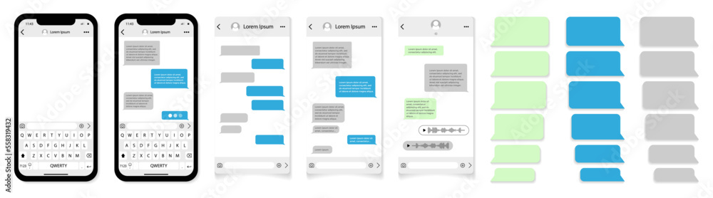 Aufkleber Chat message app frame for smartphone. Messaging with speech bubble