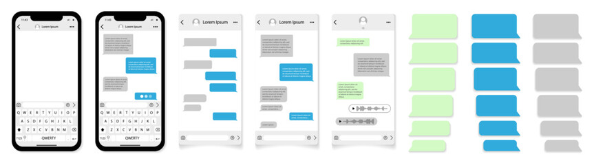 Obraz premium Chat message app frame for smartphone. Messaging with speech bubble