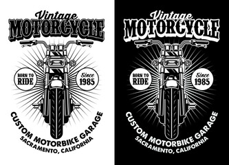 Black And White of Vintage Custom Motorcycle Garage