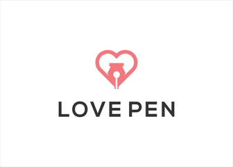pen heart love logo. Modern logo icon template vector design
