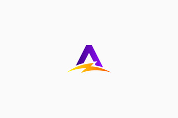 Electric Fast Charge Letter A Logo Business Technology Power and Energy Industry Modern Minimalist Brand