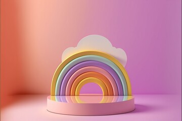 Rainbow podium for product presentation or mockup. generative ai