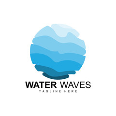 Water Wave Logo, Deep Sea Vector, Maritime Background Template Design
