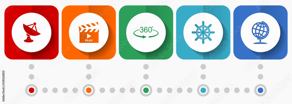 Poster communication vector icons, technology flat design web buttons collection, business concept infograp