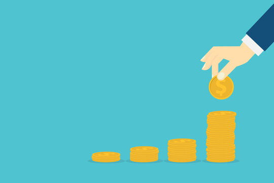 Money makes money, Money stack, investment concept. Vector Illustration