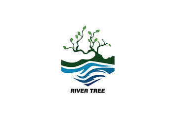 River Tree logo template. An excellent logo template suitable for any business related to eco, green, nature, consulting, socail etc.This logo features with oak tree and a river.