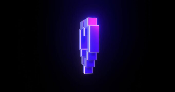 Pixel art heart. Looped iridescent animation. 8 bit gradient computer video game, love symbol, animated 3d 4k stock footage.