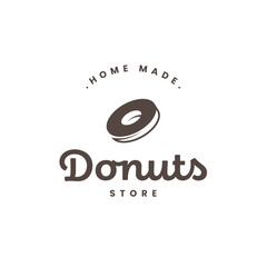 Home made donuts store logo illustration template design