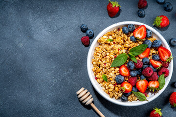 Healthy breakfast granola with berry