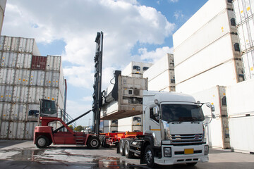 Reefer container depot as losgistics and shipping concept.
