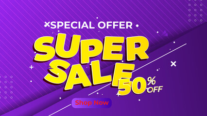 Colorful discount sale banner background. Special offer composition.