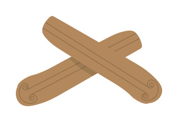 Dry cinnamon sticks. Aromatic spice for home baking and desserts. Vector illustration isolated design