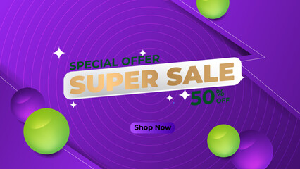 Colorful discount sale banner background. Special offer composition.