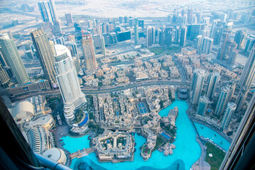 Breathtaking views of central Dubai from the 148th floor of the Burj Khalifa