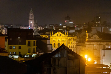 Porto, Portugal - December 07, 2022: details of the unique buildings of the historic center of the...