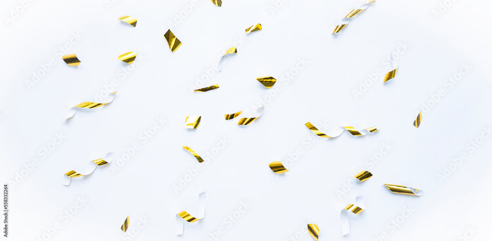 Poster abstract golden confetti for frame, copy space and background