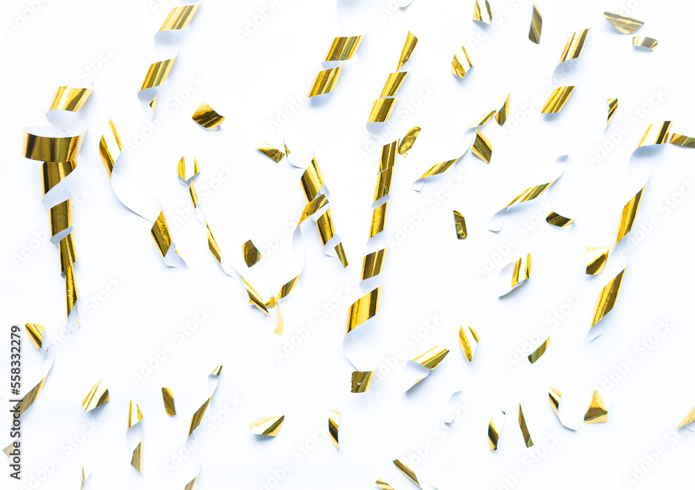 Poster abstract golden confetti for frame, copy space and background