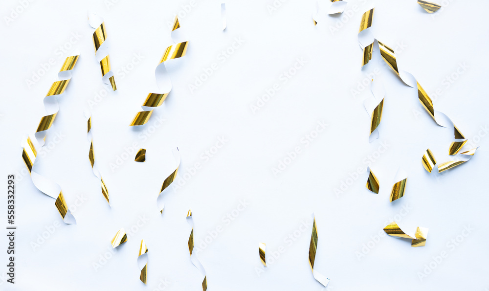 Poster abstract golden confetti for frame, copy space and background