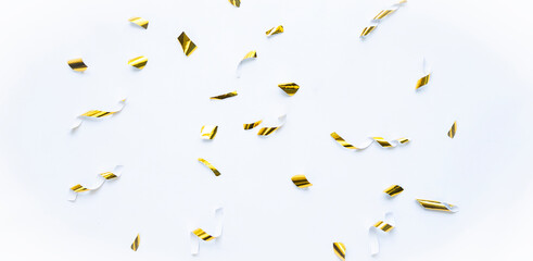 abstract golden confetti for frame, copy space and background