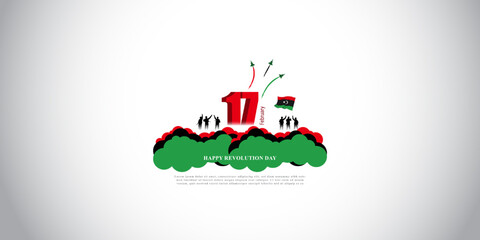 Vector illustration of happy revolution day Libya banner