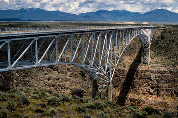 Iron bridge at Taos New Mexico USA. Colorado river gorge. Canyon. 1984.