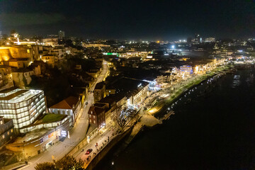 Porto, Portugal - December 07, 2022: details of the unique buildings of the historic center of the city of Porto, Portugal