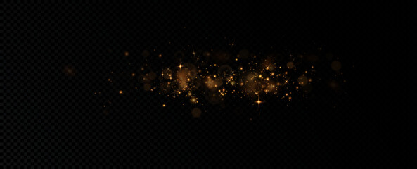 Golden sequins glow with many lights. Glittering dust. Luxurious background of golden particles.