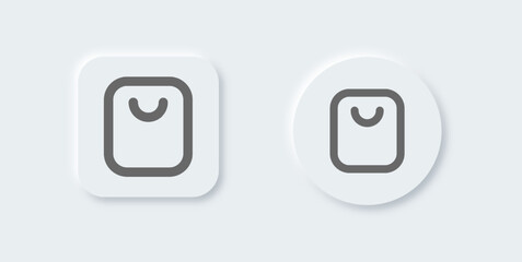 Shopping bag line icon in neomorphic design style. Purchase signs vector illustration.
