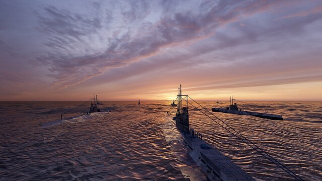 submarines diving to ocean