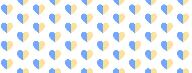 Blue and yellow halves Hearts. For original designs, cards, prints, designer packaging, and stylish textiles. Valentine Day.