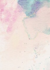 Pink and blue abstract watercolor background with paper texture. Social media story, post background for wedding, beauty, cosmetics, jewelry, spiritual, yoga, meditation. Invitation card template